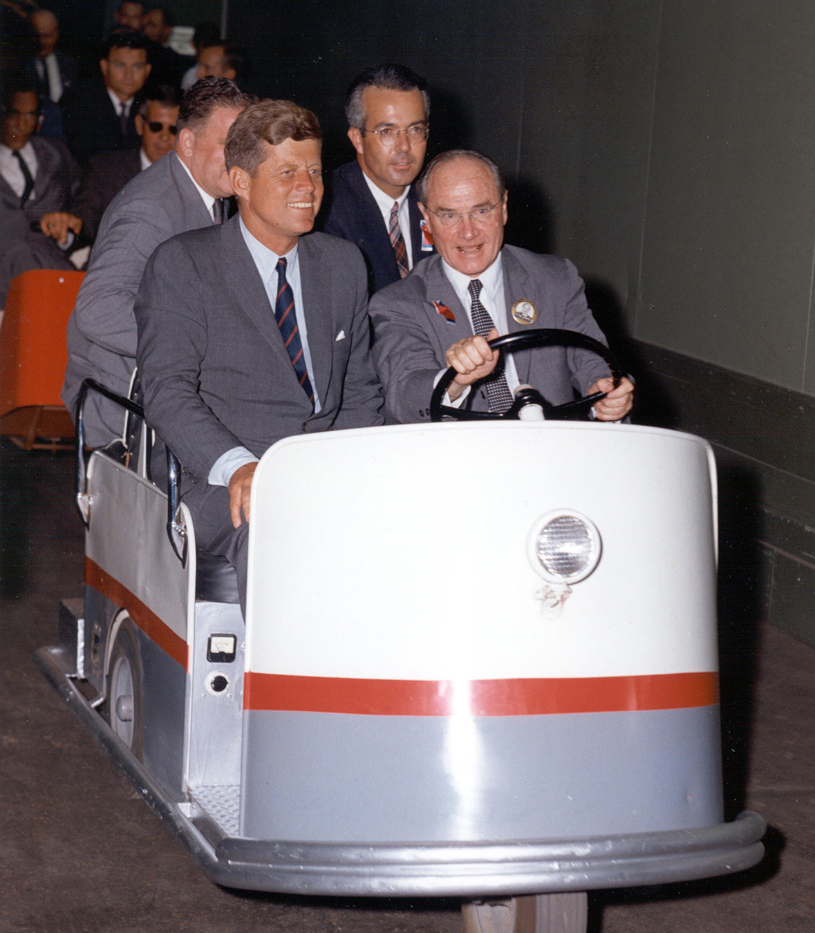 President John F. Kennedy on a tour of McDonnell Aircraft with James S. McDonnell.