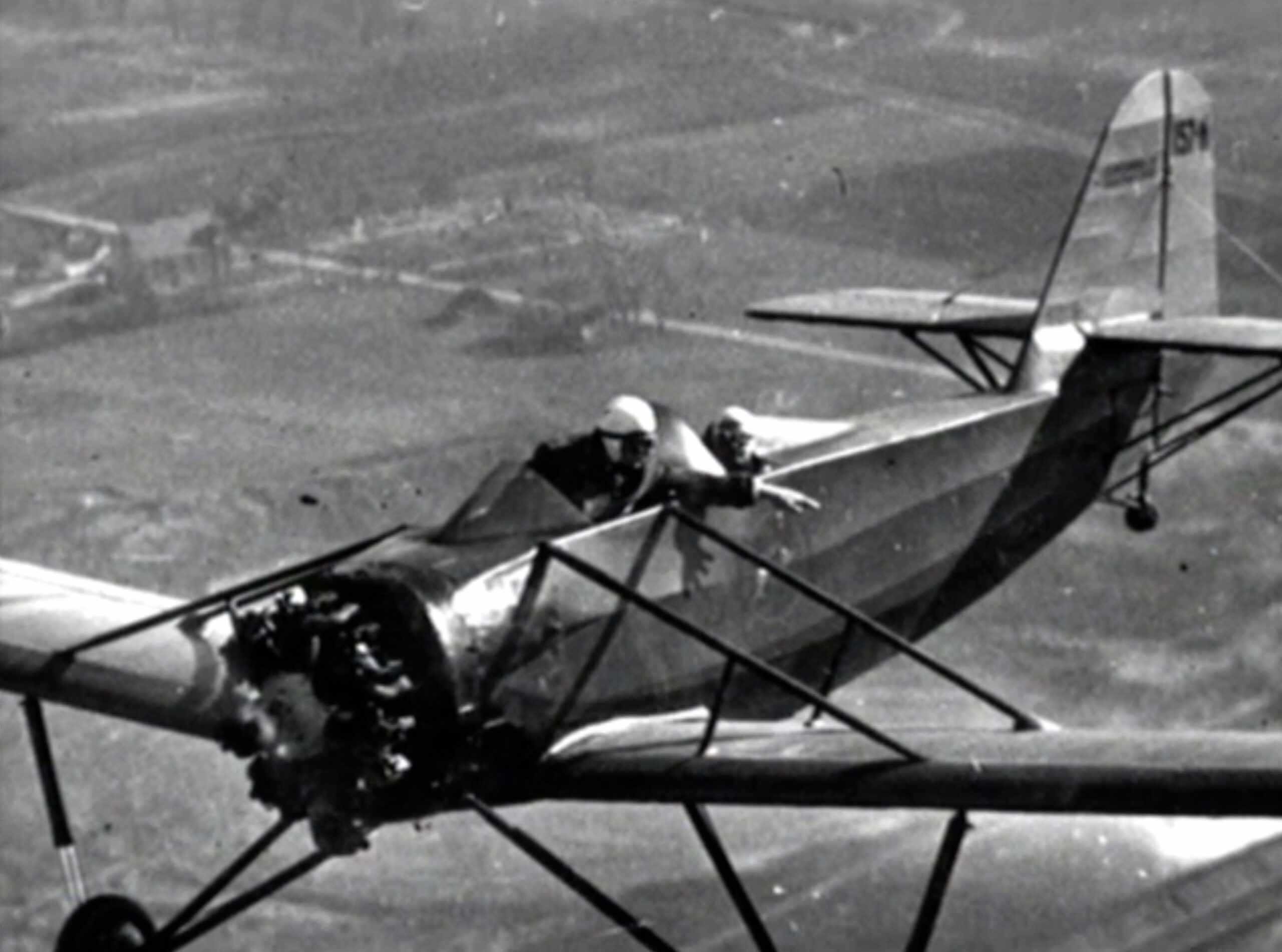 James S. McDonnell flying in an early aircraft.