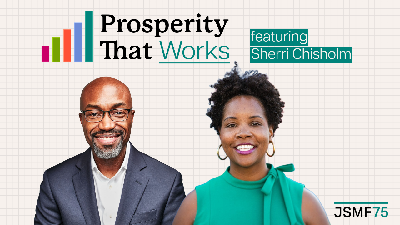 Prosperity That Works graphic featuring Dr. Jason Purnell and Sherri Chisholm.