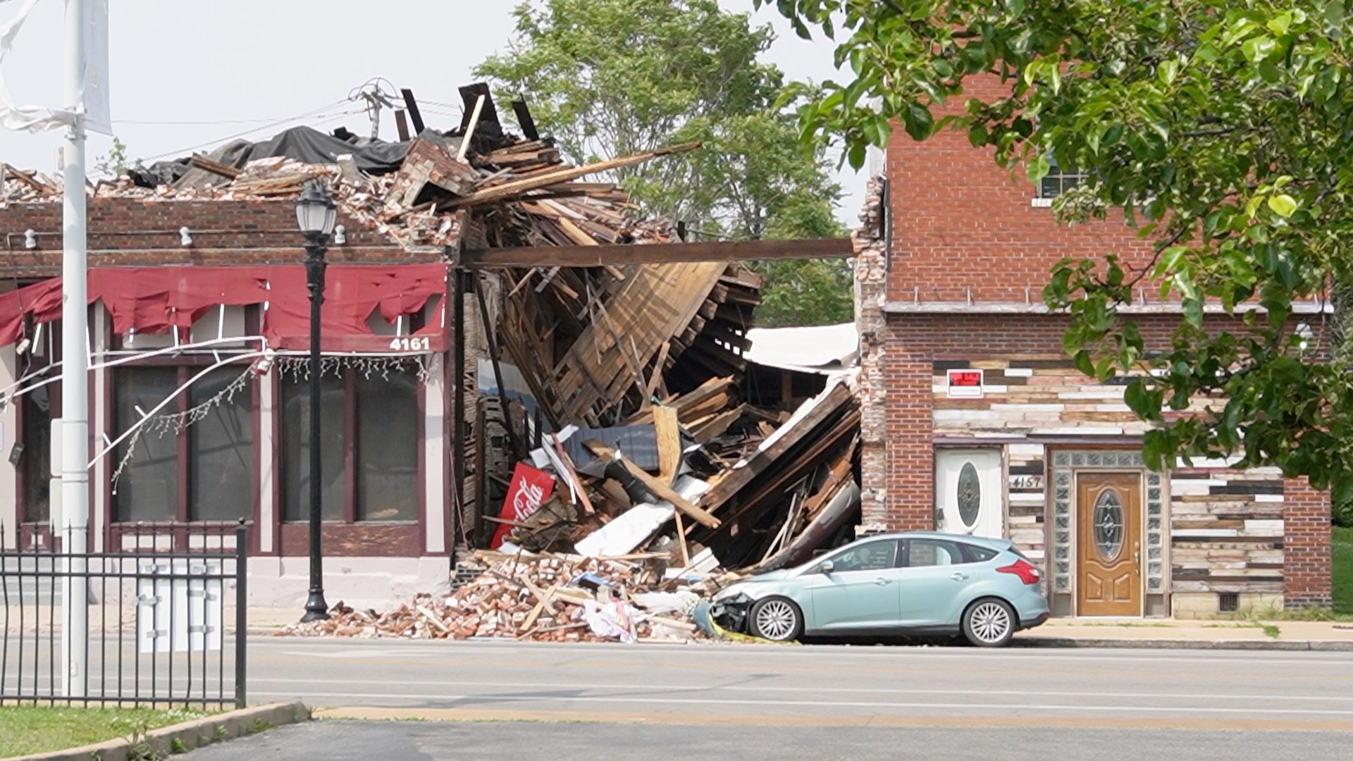 A building damaged by the May 2025 tornado.
