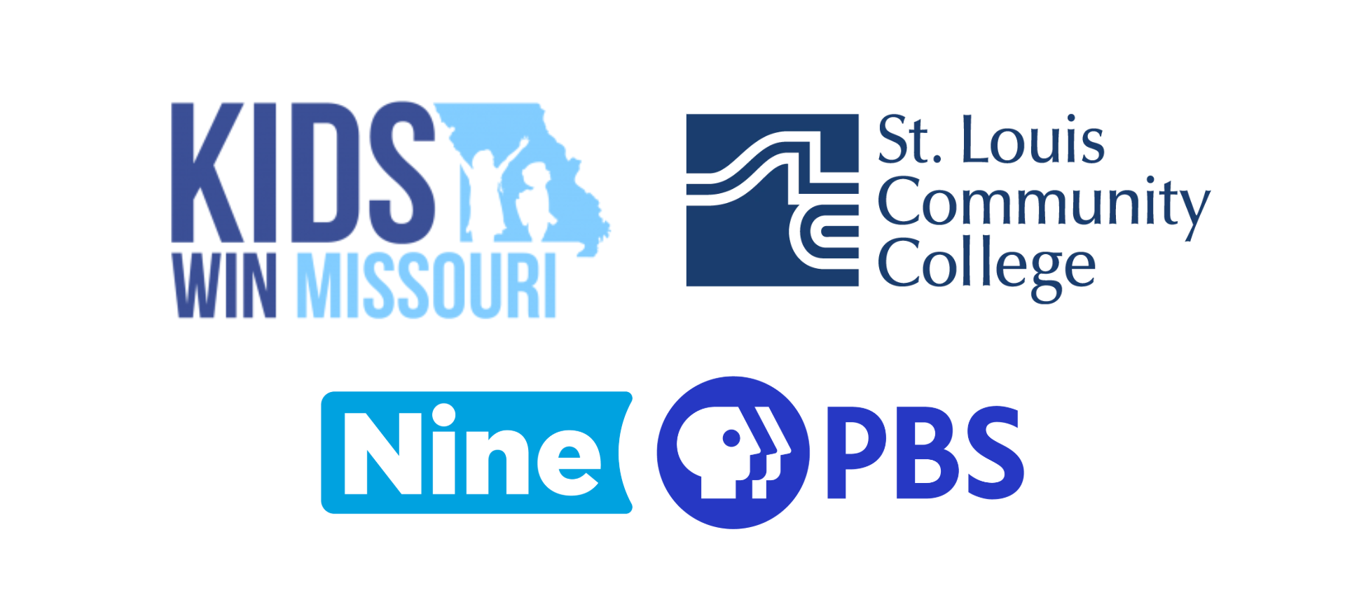 Logos for Kids Win Missouri, St. Louis Community College, and Nine PBS.